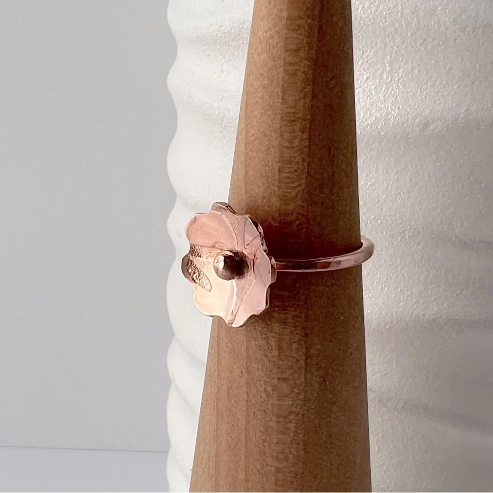 Artisan Copper Embossed Flower Ring Size 6.25